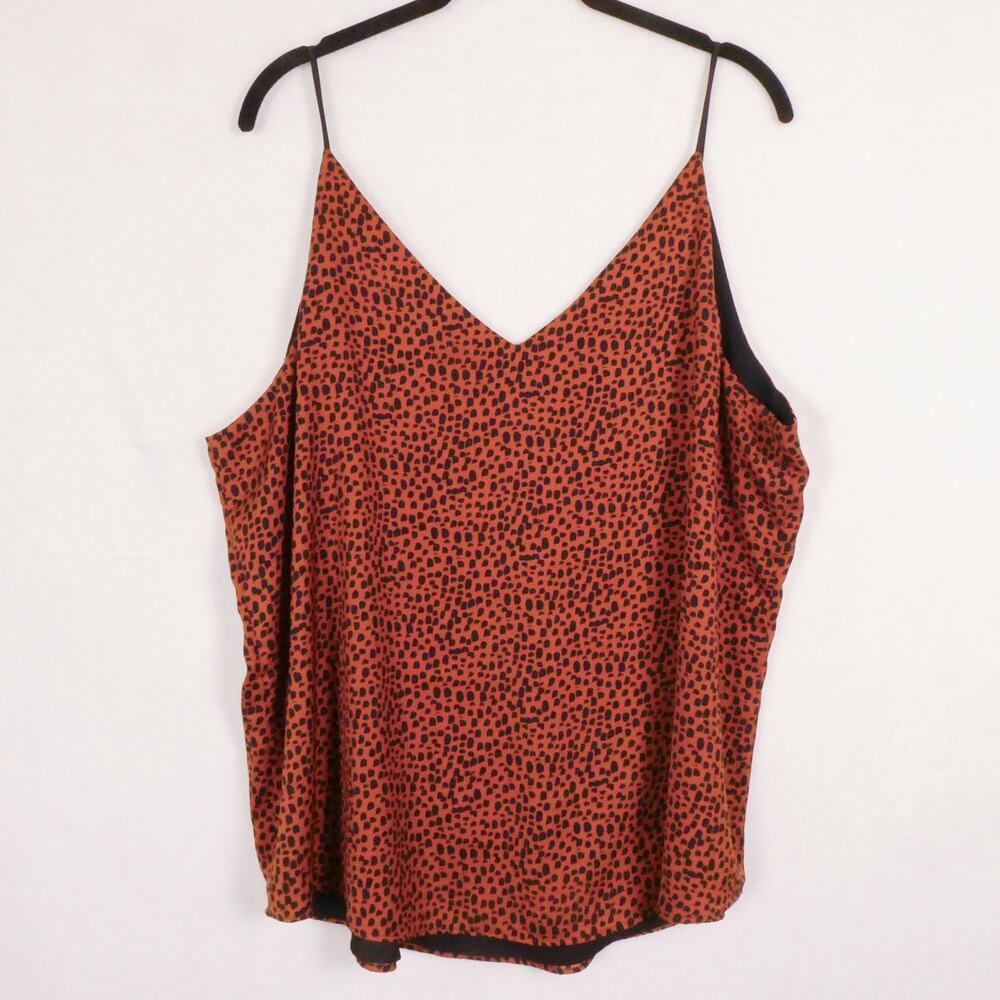 Express Rust Brown Reversible Strappy Top Size XL Black Dot Print Layering